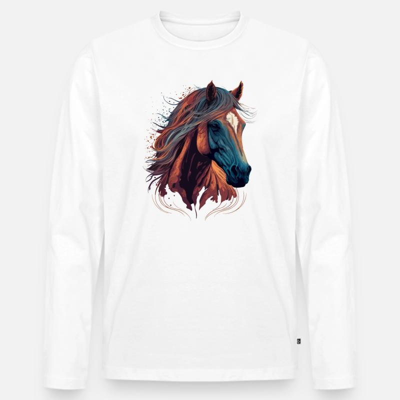 Stute - Männer Premium Bio Langarmshirt - Weiß