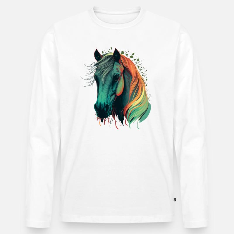 Schönes Pferd - Männer Premium Bio Langarmshirt - Weiß