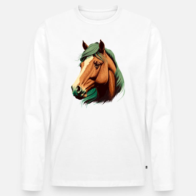Schöne Stute - Männer Premium Bio Langarmshirt - Weiß