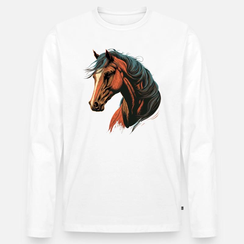 Rennpferdekopf - Männer Premium Bio Langarmshirt - Weiß