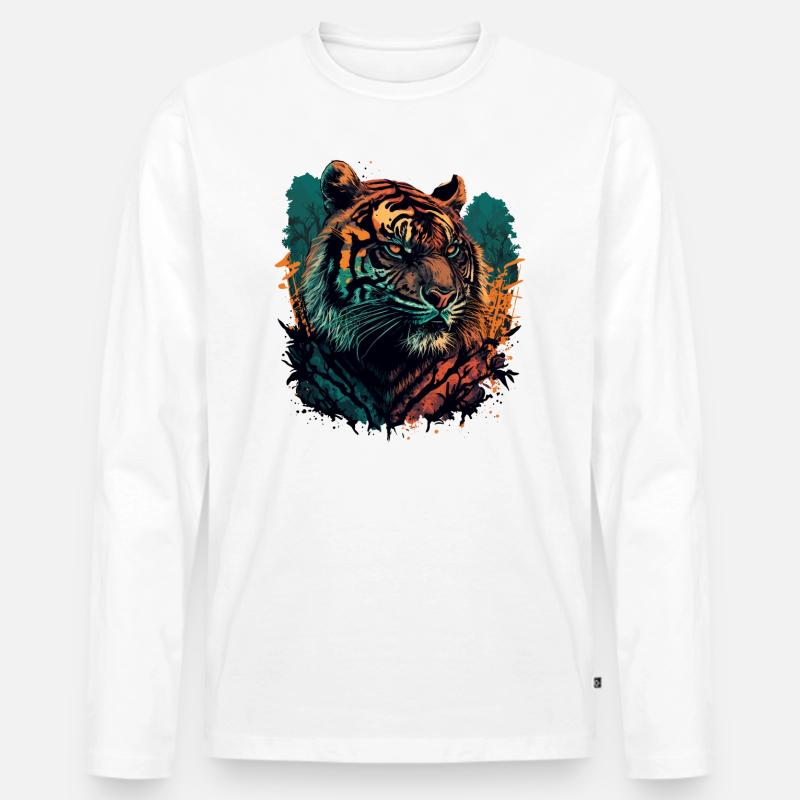 Sei ein Tiger - Männer Premium Bio Langarmshirt - Weiß