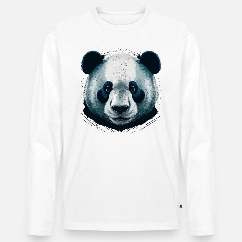 Realistischer Pandakopf - Männer Premium Bio Langarmshirt - Weiß