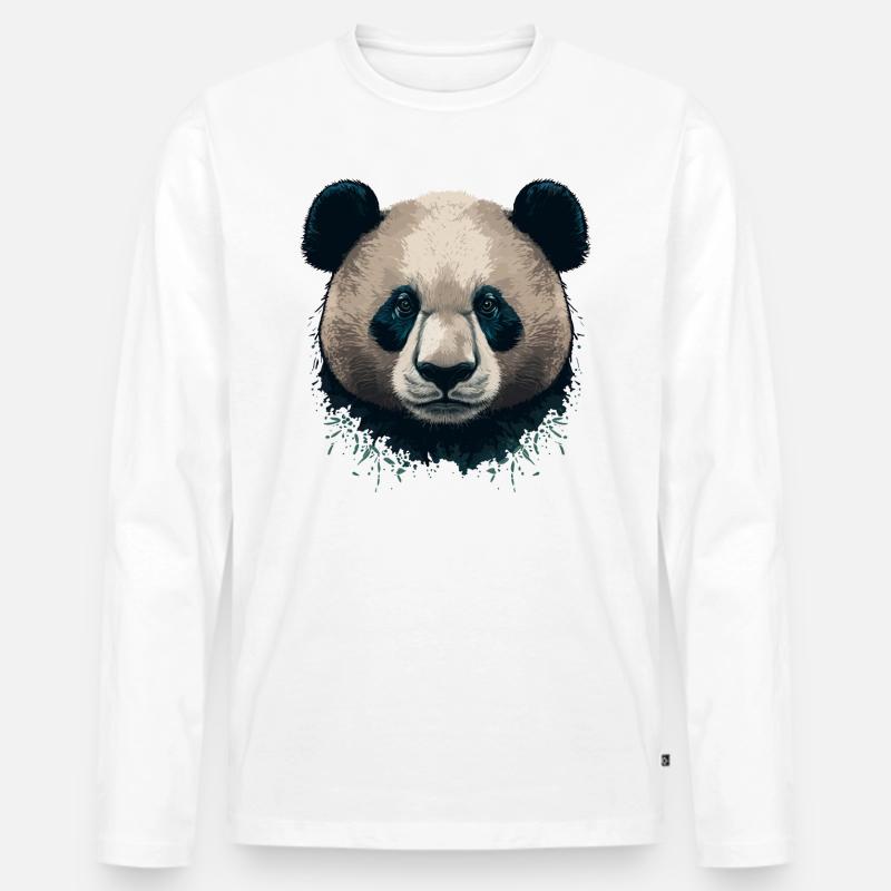 Sehr ernster Panda - Männer Premium Bio Langarmshirt - Weiß