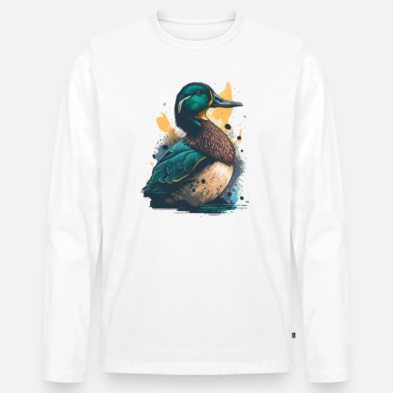 Kunstwerk einer Ente - Männer Premium Bio Langarmshirt - Weiß