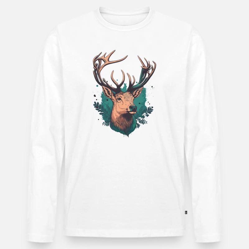 Hirschjagd Liebhaber - Männer Premium Bio Langarmshirt - Weiß