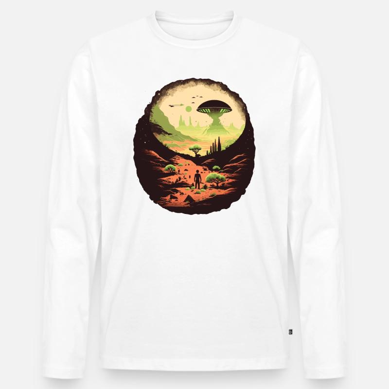 Fremde Welt - Männer Premium Bio Langarmshirt - Weiß