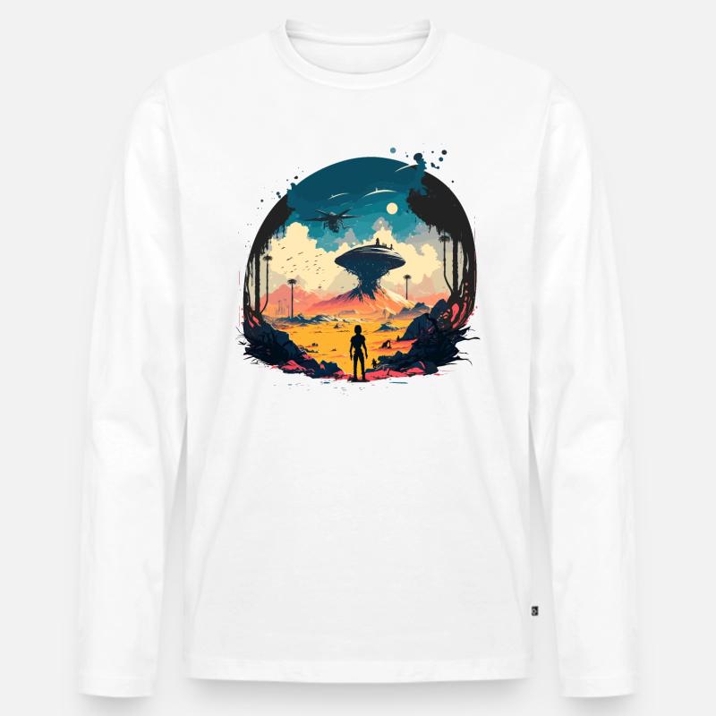 Diese Welt - Männer Premium Bio Langarmshirt - Weiß