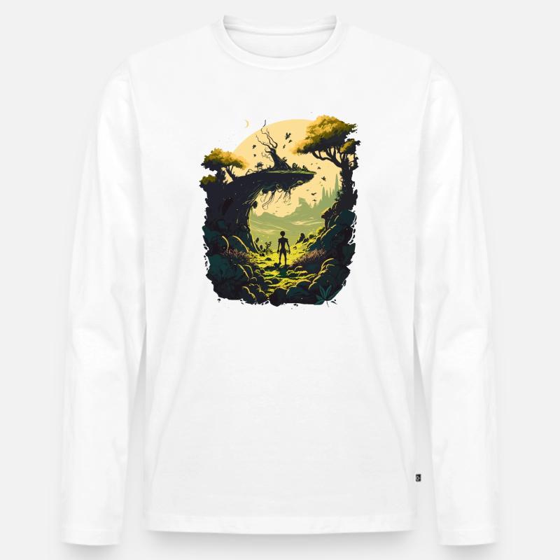 Wunderschöne Landschaft - Männer Premium Bio Langarmshirt - Weiß