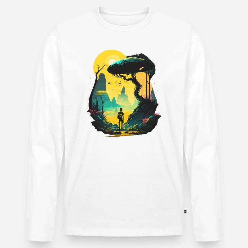 Trippy - Männer Premium Bio Langarmshirt - Weiß