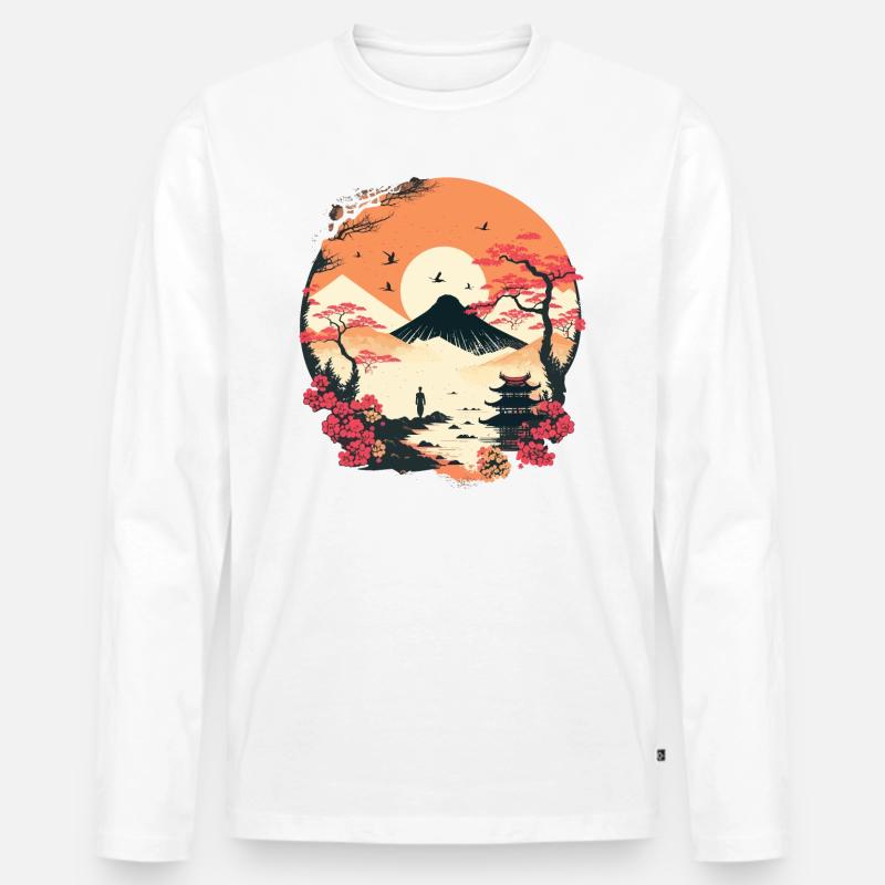 Japanisch - Männer Premium Bio Langarmshirt - Weiß