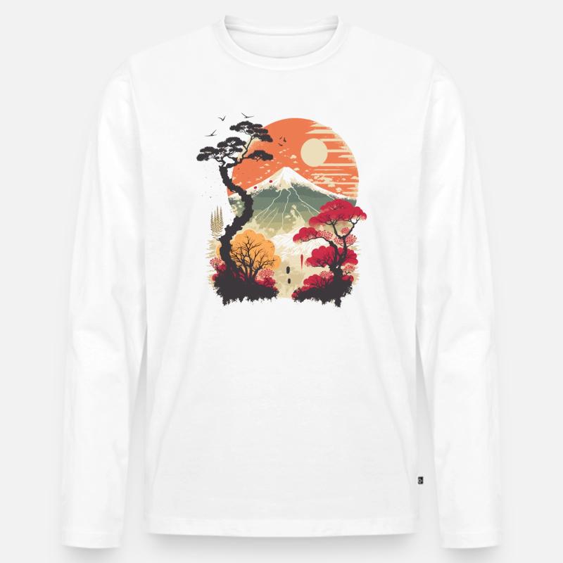 Fernost - Männer Premium Bio Langarmshirt - Weiß