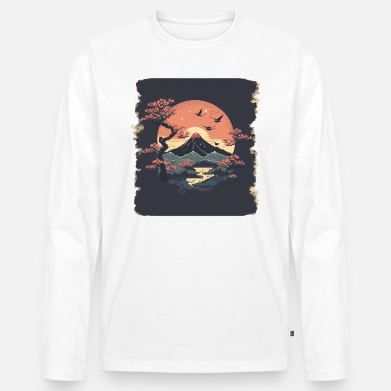 Fernöstliche Landschaft - Männer Premium Bio Langarmshirt - Weiß