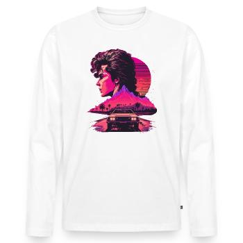Onde de vapeur - T-shirt manches longues Premium bio Homme - blanc - Devant - Nico (187cm)