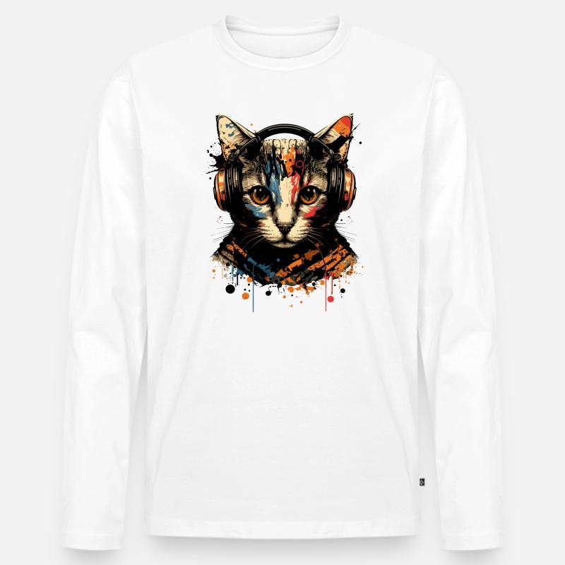 Gaming-Katze - Männer Premium Bio Langarmshirt - Weiß