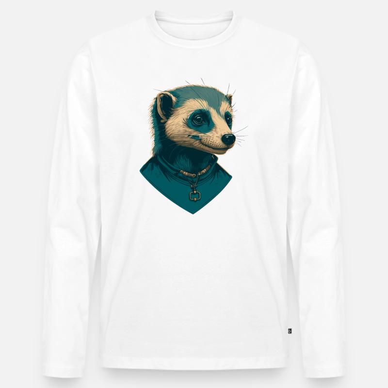 Frettchen-Liebe - Männer Premium Bio Langarmshirt - Weiß