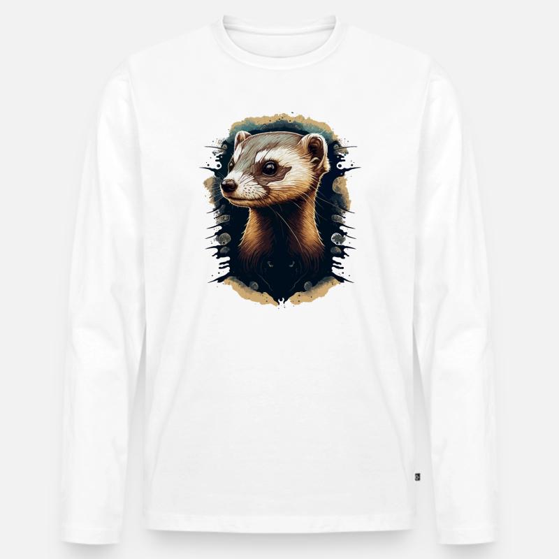 Frettchenbesitzer Geschenk - Männer Premium Bio Langarmshirt - Weiß
