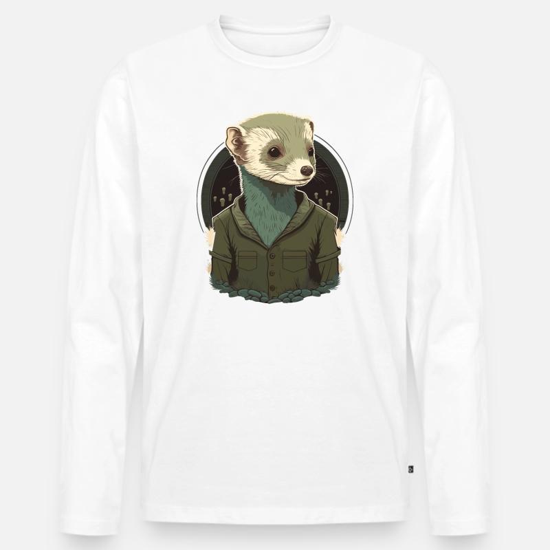 Frettchen-Entdecker - Männer Premium Bio Langarmshirt - Weiß