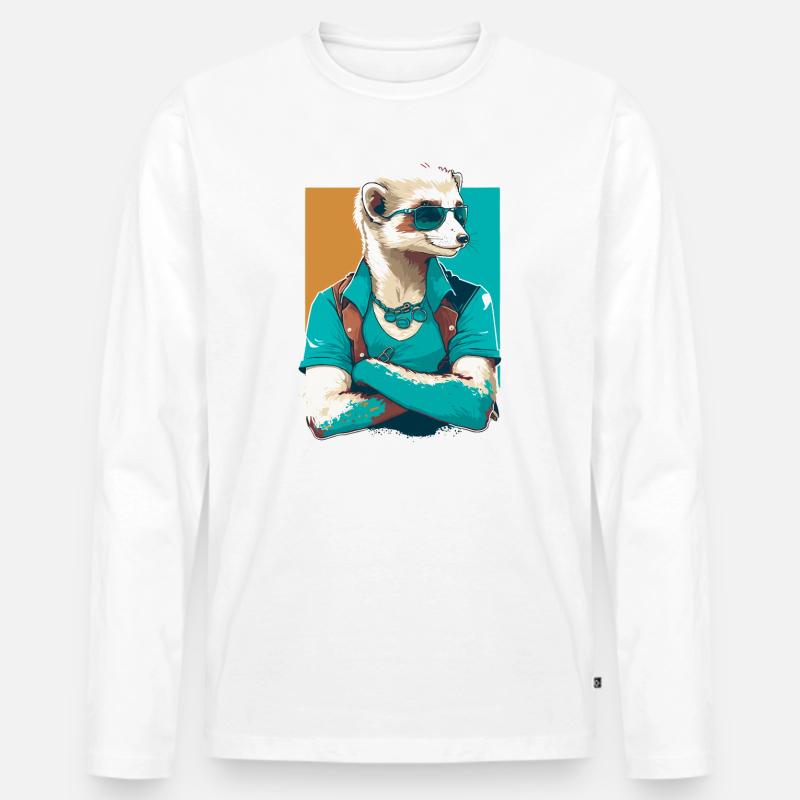 Frettchen Dude - Männer Premium Bio Langarmshirt - Weiß