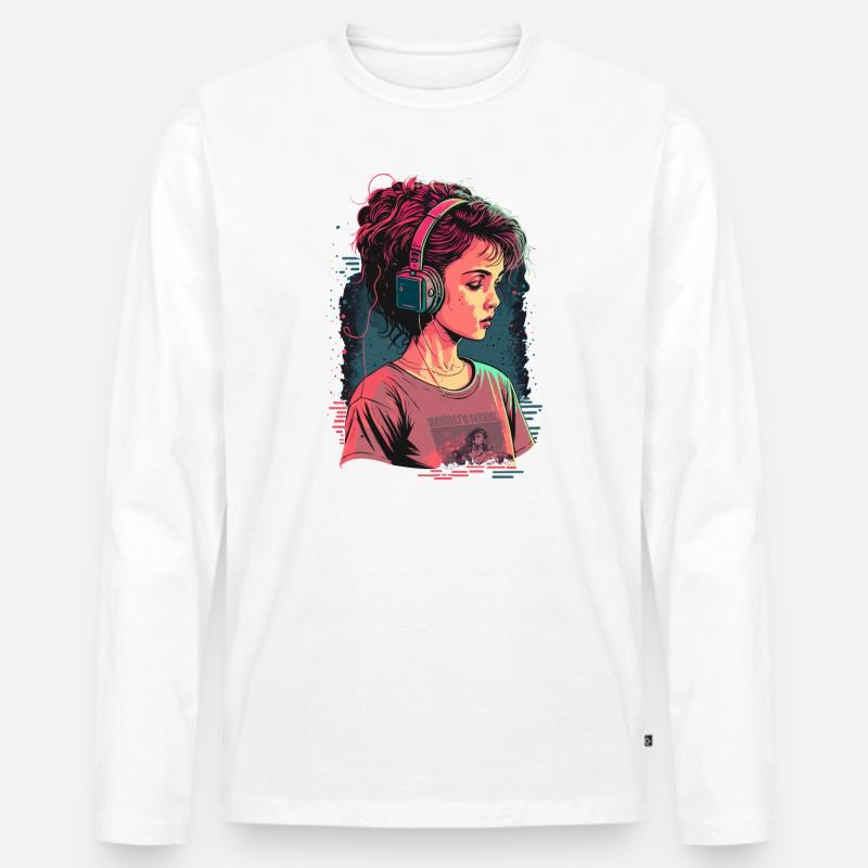 Kawaii Mädchen - Männer Premium Bio Langarmshirt - Weiß