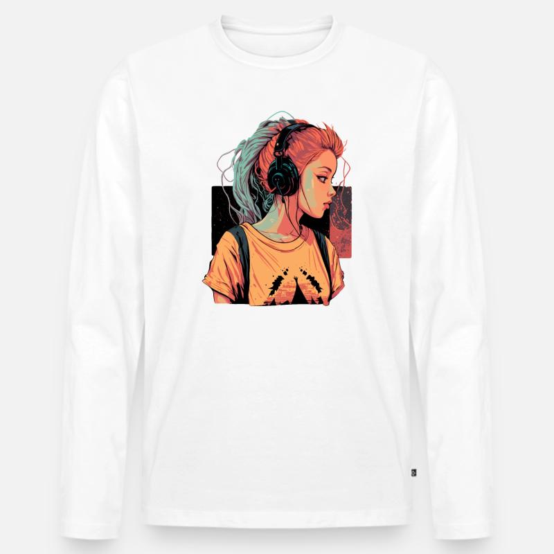 Ästhetische Musik Mädchen - Männer Premium Bio Langarmshirt - Weiß