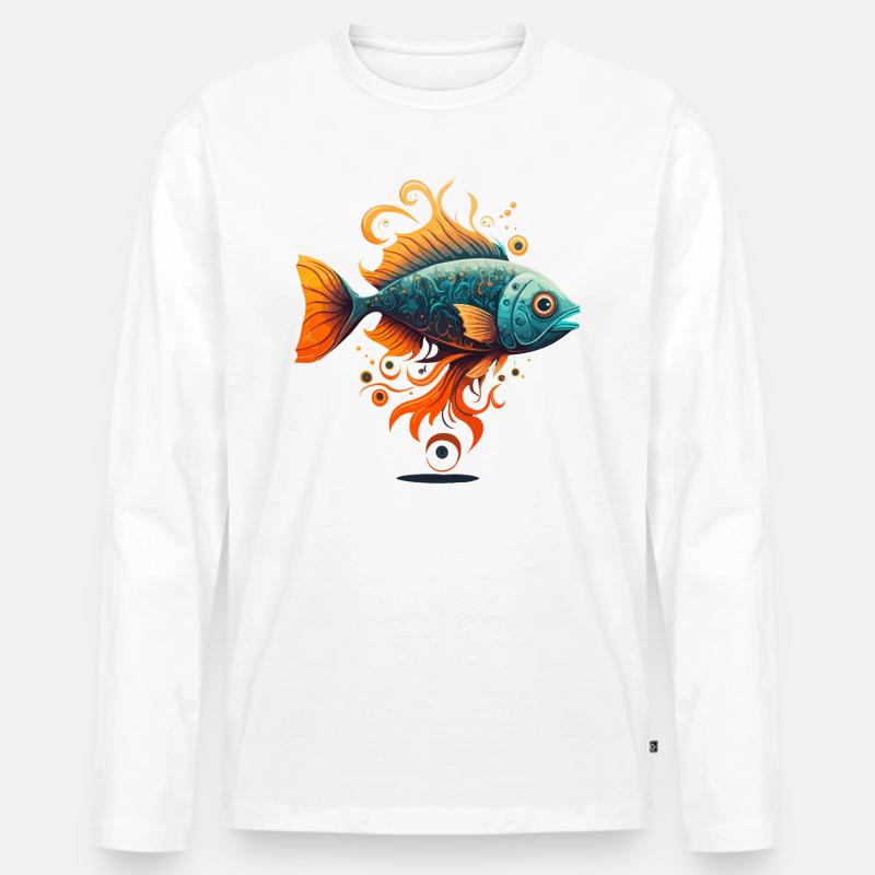 Drachenfisch - Männer Premium Bio Langarmshirt - Weiß