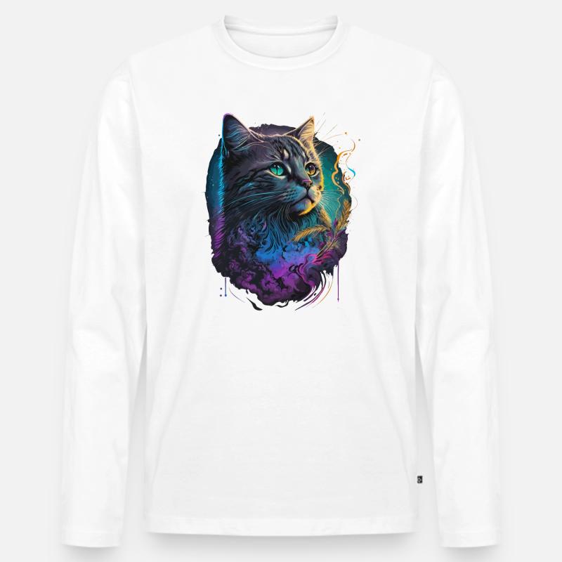 Festival Katze - Männer Premium Bio Langarmshirt - Weiß