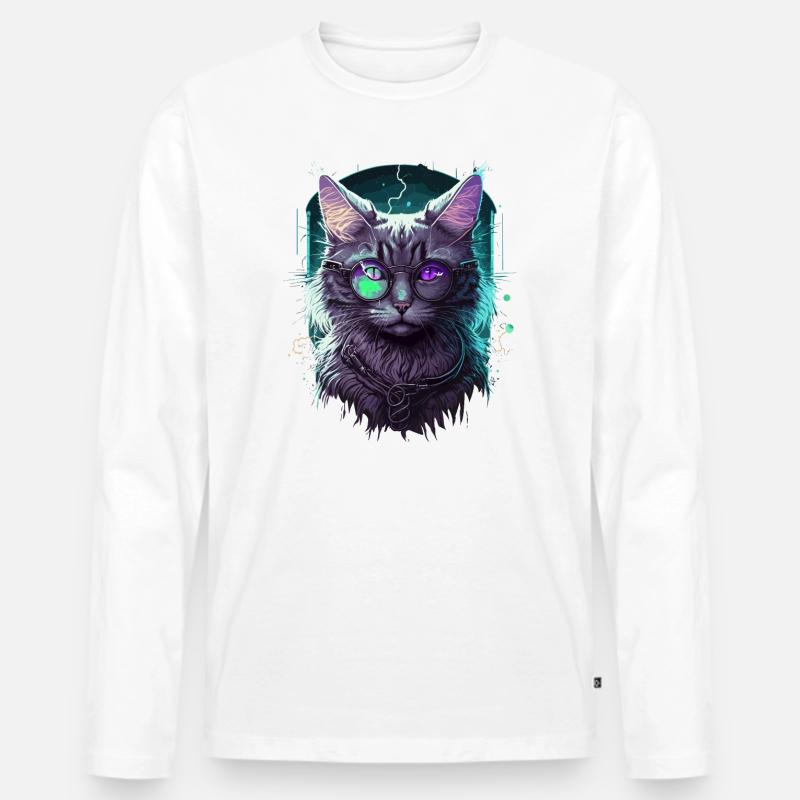 Himmelhohe Katze - Männer Premium Bio Langarmshirt - Weiß