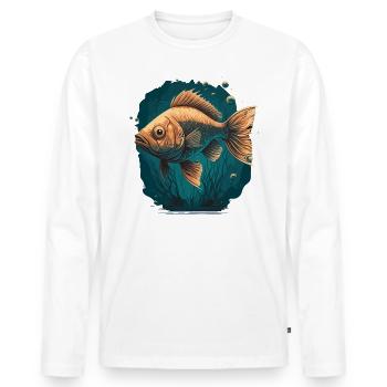 Deep Sea Fish Illustration - Men's Premium Organic Long Sleeve Shirt - white - Front - Nico (187cm)