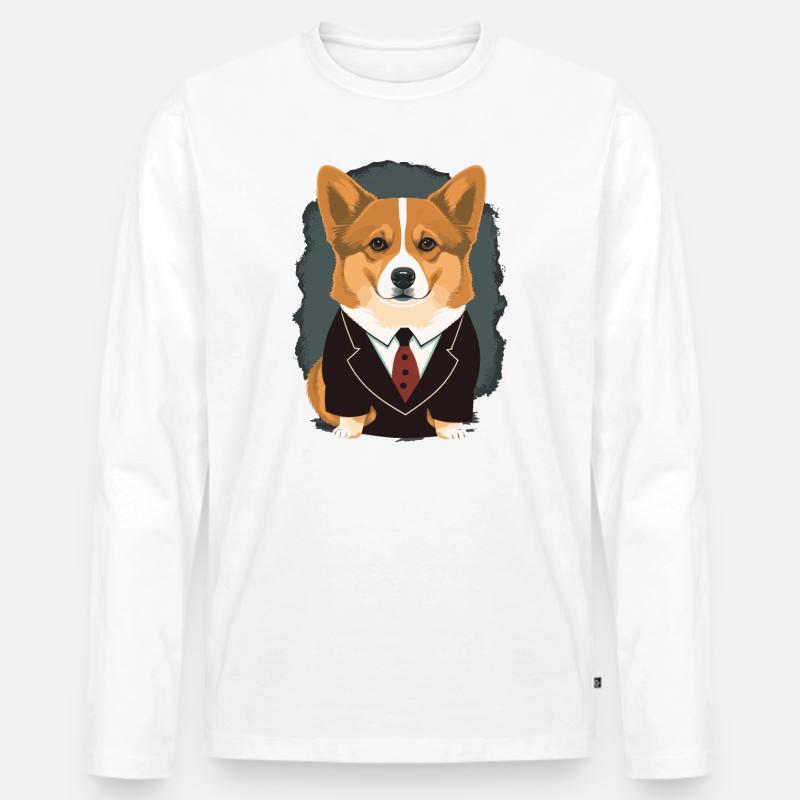Corgi Zeichenkunst - Männer Premium Bio Langarmshirt - Weiß