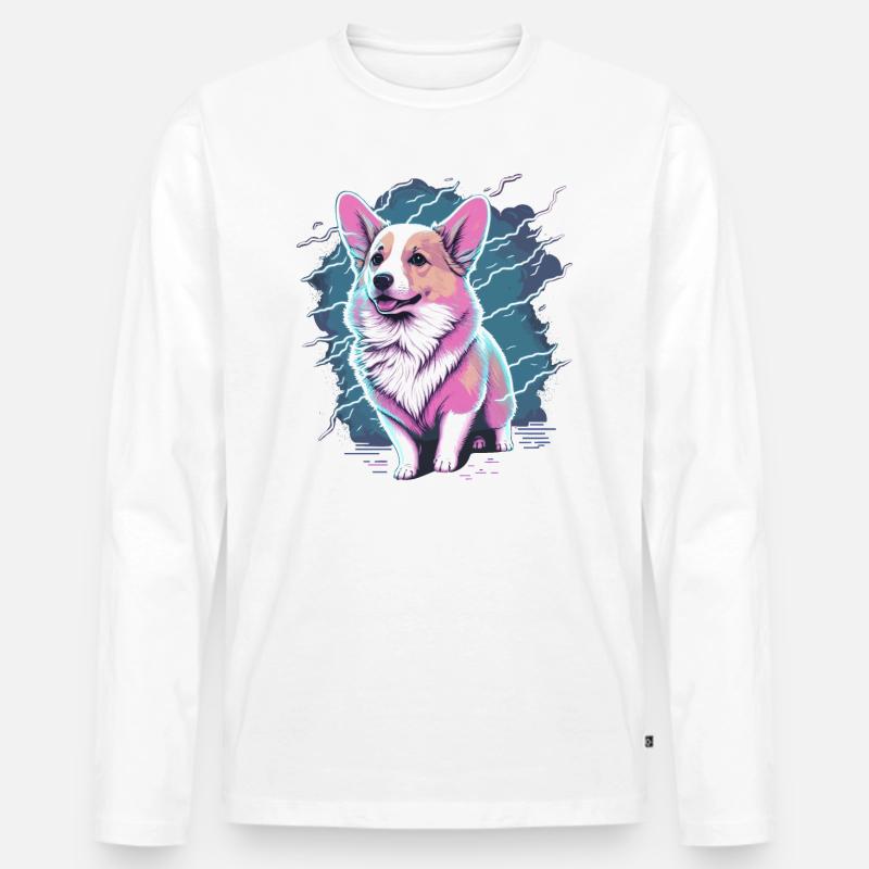 Elektrisierender Corgi-Stil - Männer Premium Bio Langarmshirt - Weiß
