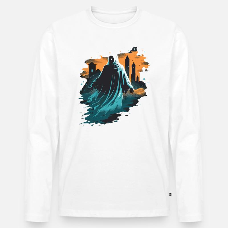 Roaming-Geist - Männer Premium Bio Langarmshirt - Weiß