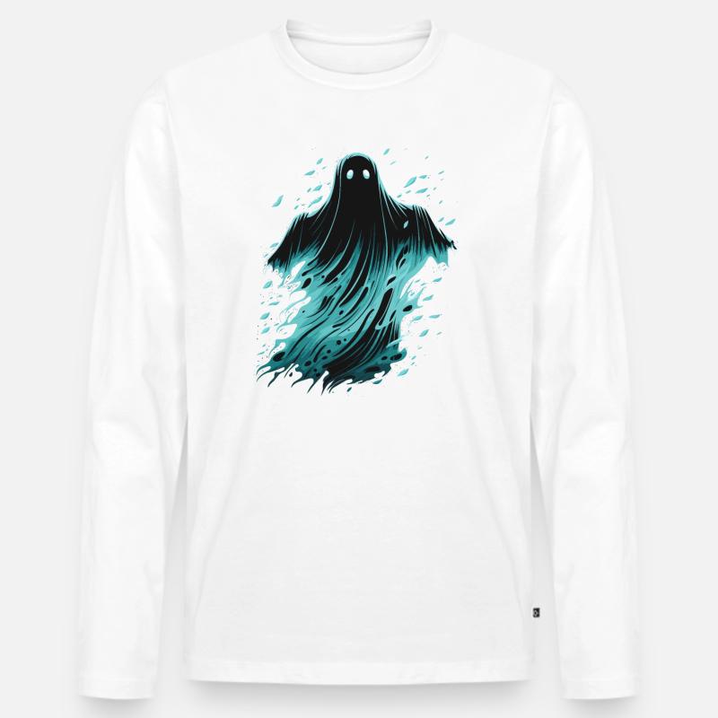 Dunkler Geist - Männer Premium Bio Langarmshirt - Weiß