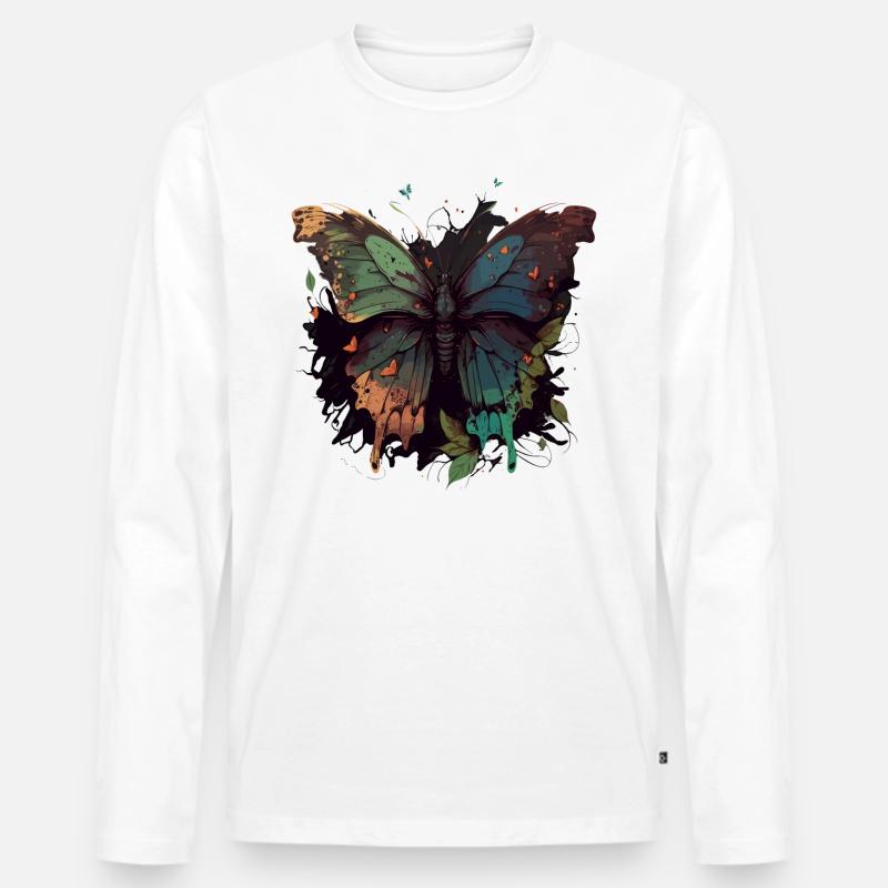 Fliiting Schmetterling - Männer Premium Bio Langarmshirt - Weiß