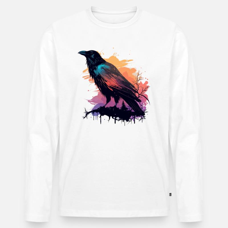 Krähen-Ansicht - Männer Premium Bio Langarmshirt - Weiß