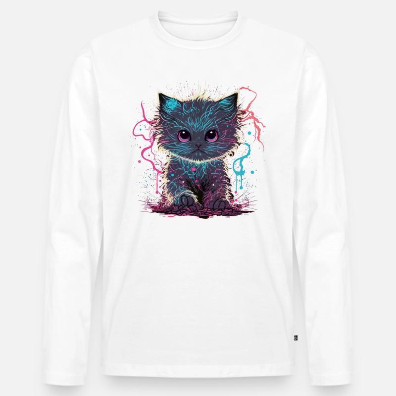 Elektrifiziertes Kätzchen - Männer Premium Bio Langarmshirt - Weiß