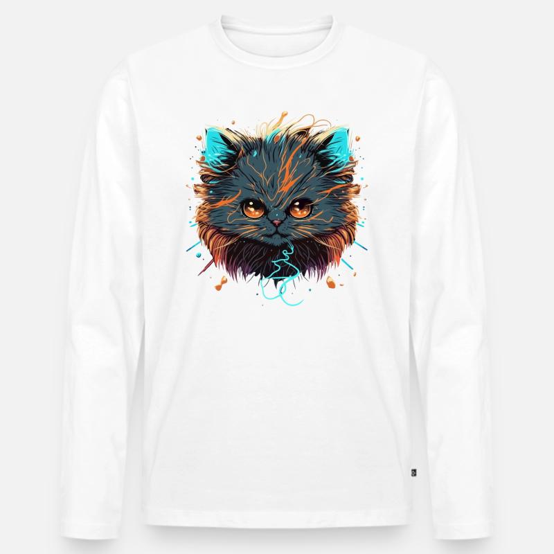 Energize Cat - Männer Premium Bio Langarmshirt - Weiß