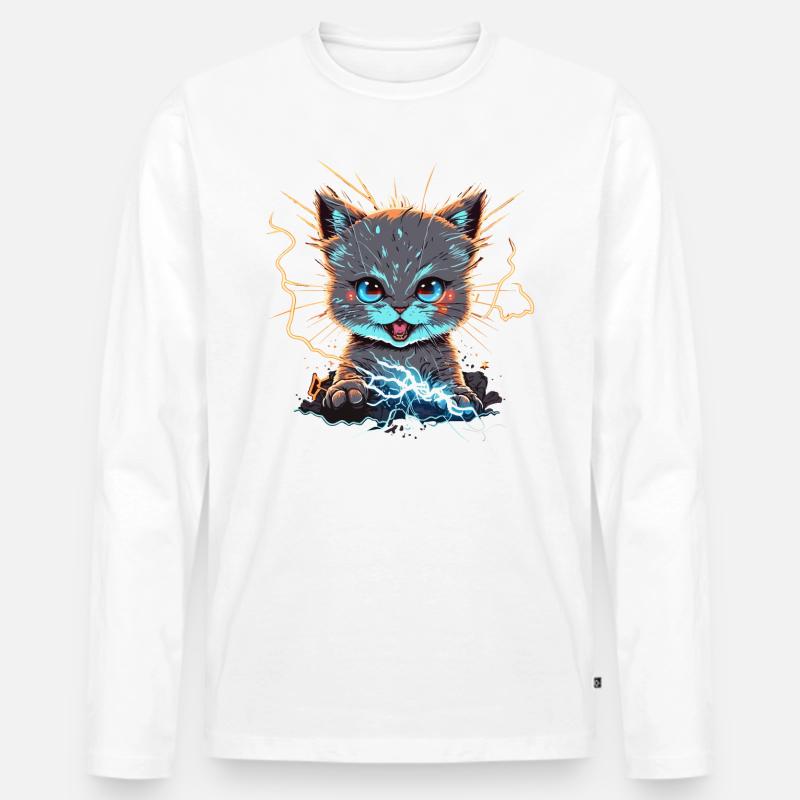 Spannung Kat - Männer Premium Bio Langarmshirt - Weiß