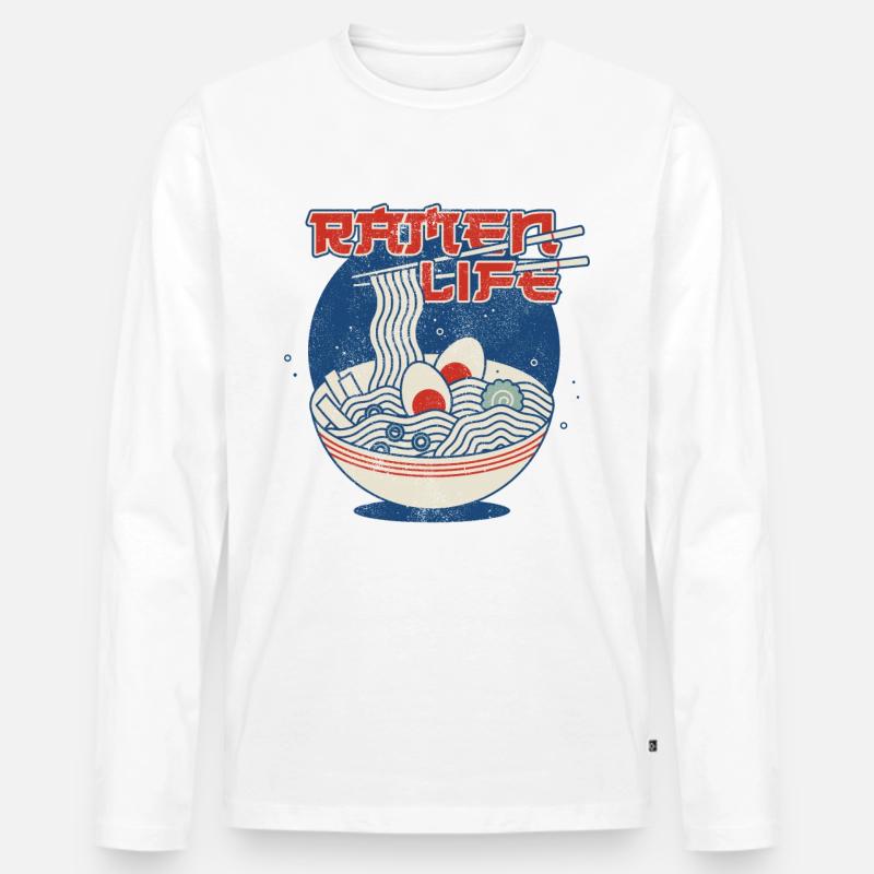 Ramen Life - Männer Premium Bio Langarmshirt - Weiß