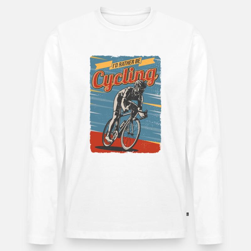 I'd rather be Cycling - Männer Premium Bio Langarmshirt - Weiß