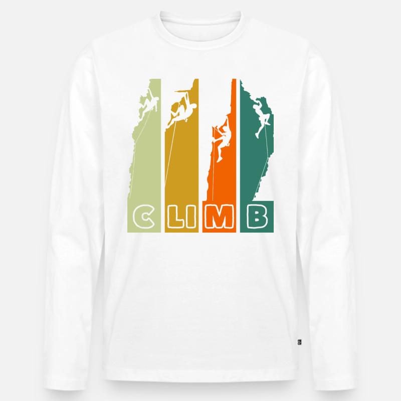 Climb Bergsteigen Klettern Retro - Männer Premium Bio Langarmshirt - Weiß