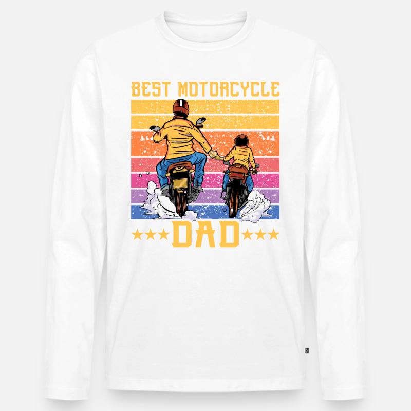 Best Motorcycle Dad - Männer Premium Bio Langarmshirt - Weiß