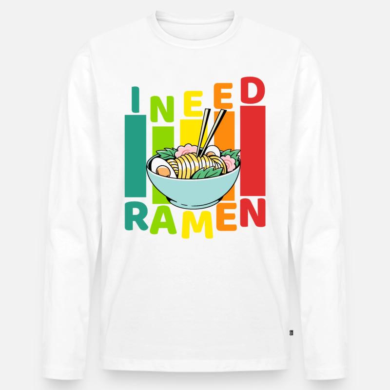 I need Ramen - Männer Premium Bio Langarmshirt - Weiß