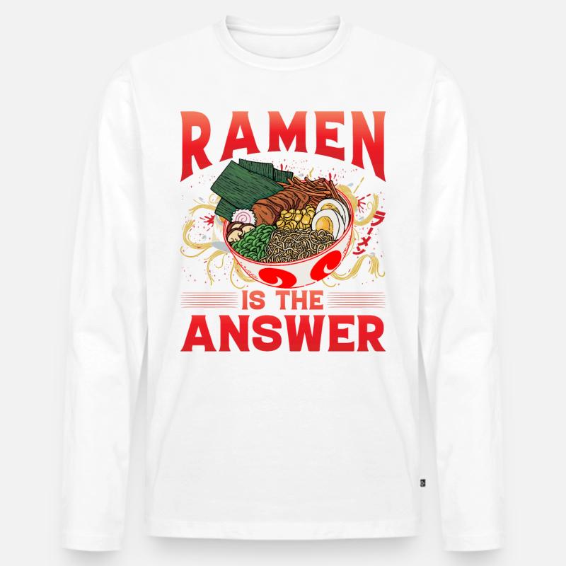 Ramen is the answer - Männer Premium Bio Langarmshirt - Weiß