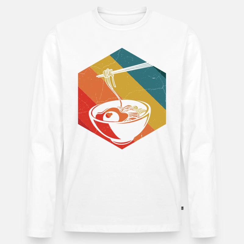 Ramen Retro - Männer Premium Bio Langarmshirt - Weiß
