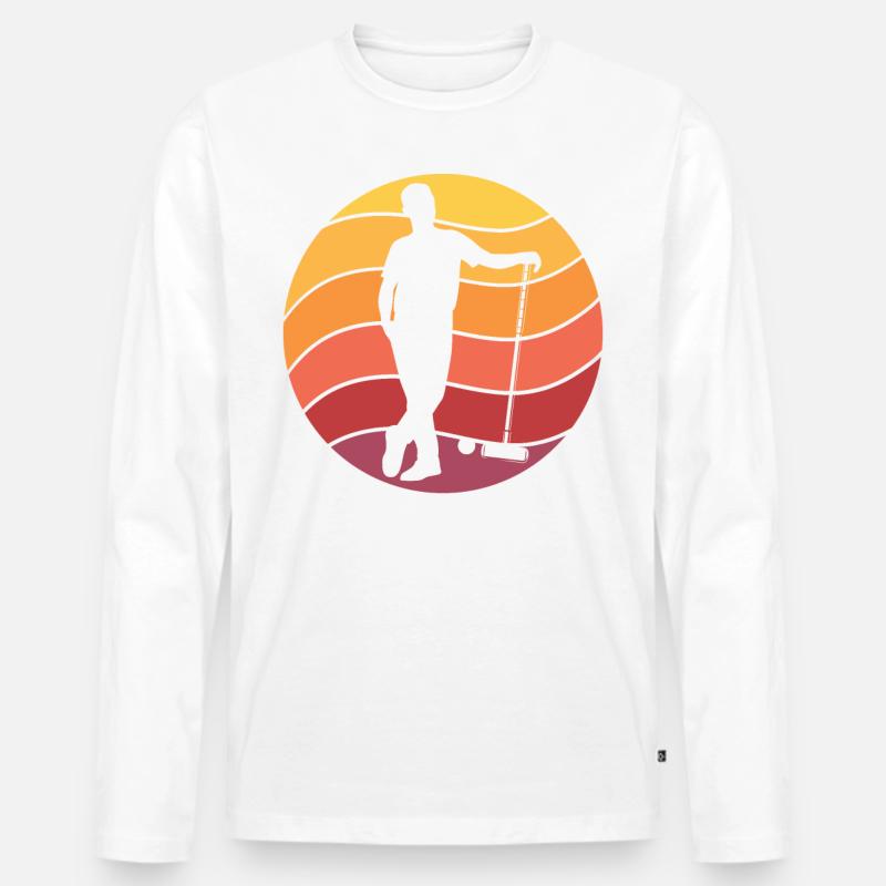 Krocket Retro - Männer Premium Bio Langarmshirt - Weiß