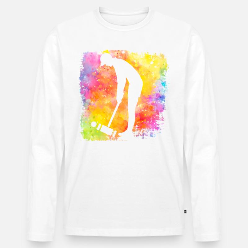 Krocket Retro - Männer Premium Bio Langarmshirt - Weiß