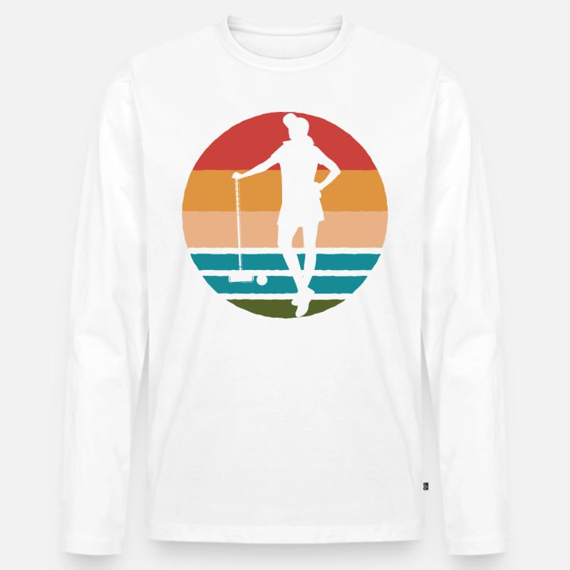 Krocket Dame Frauen Retro - Männer Premium Bio Langarmshirt - Weiß