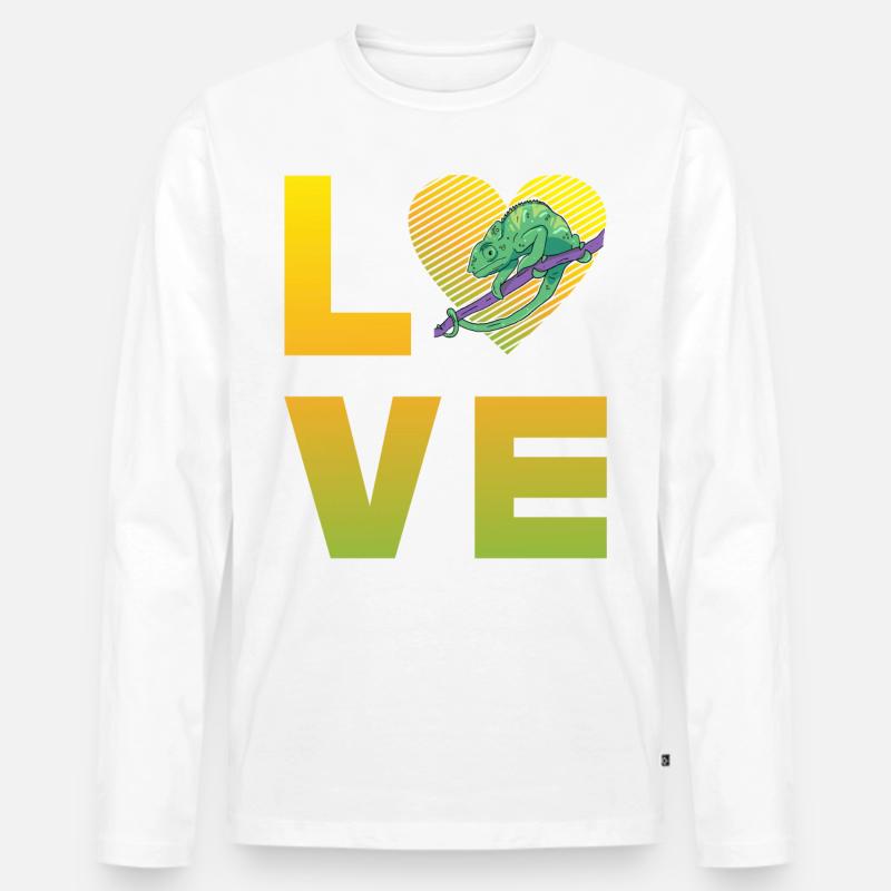 Chamäleon Love - Männer Premium Bio Langarmshirt - Weiß