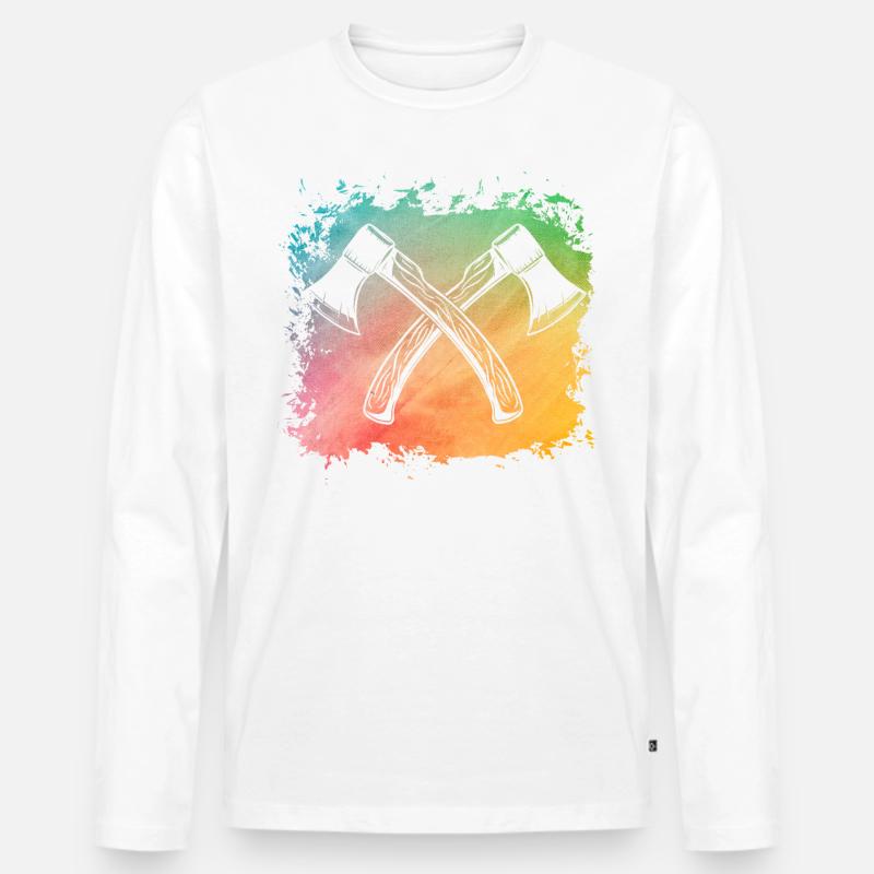 Axtwerfen Retro - Männer Premium Bio Langarmshirt - Weiß