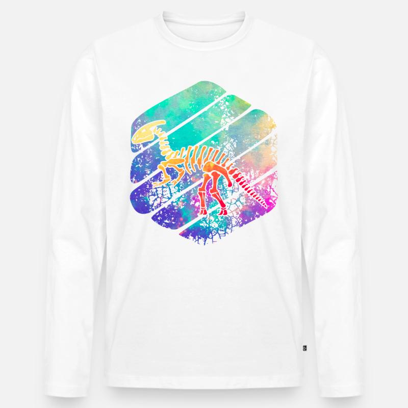 Dinosaurier - Männer Premium Bio Langarmshirt - Weiß